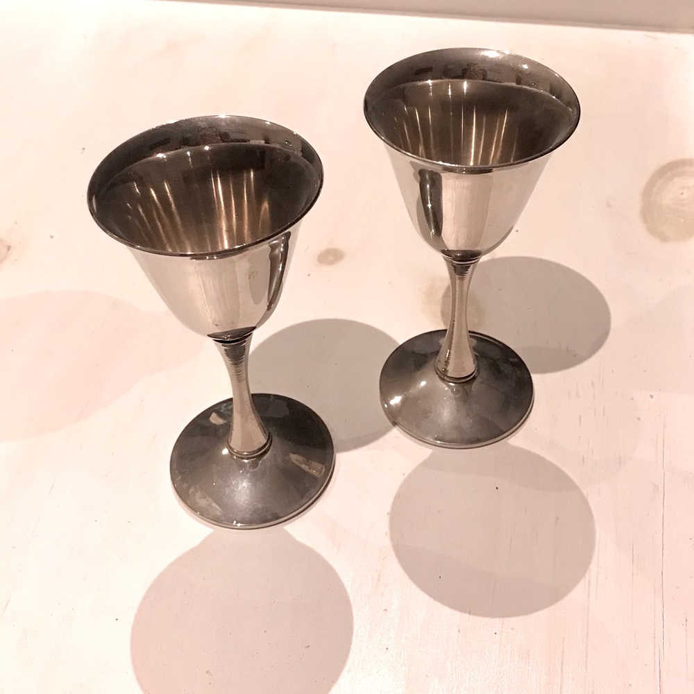 Vintage Italian Silver Plated Wine Goblets From Bologna Italy